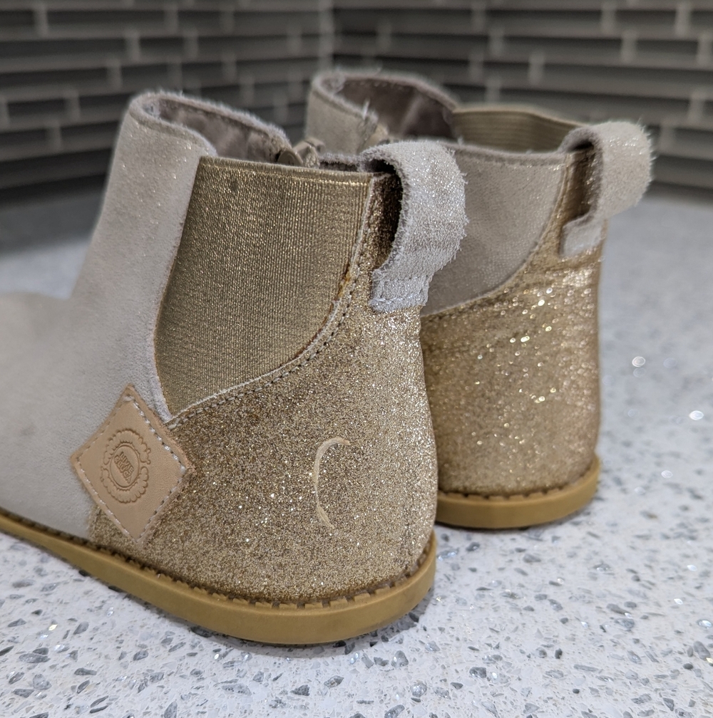Livie And Luca Girls Wink Ankle Boot Gold Metallic Shimmer Glitter Suede Size 12 - Picture 7 of 10